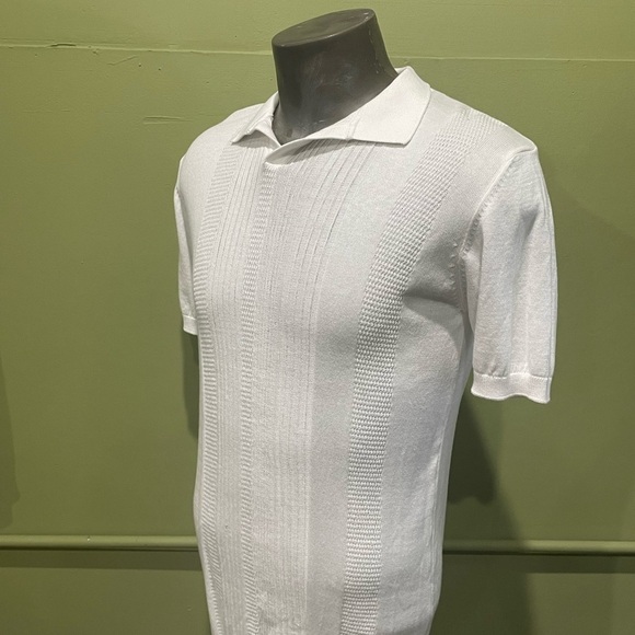 Briani Uomo shirt v-neck/collar white modern fit stretch - Picture 3 of 4